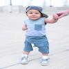 Muasaaluxi Infant Baby Boys Outfits Short Sleeve T-shirt Crewneck Tops Drawstring Jogger Short Pants Summer Clothes Set (Blue, 18-24 Months) view 2