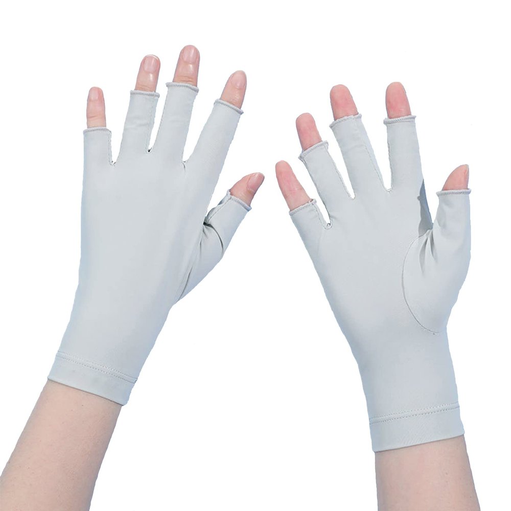 Holiberty Women Sun Protection Fingerless Gloves Summer Silky Cool Thin Cycling Gloves Stretch Touchscreen UV Driving Gloves for Ladies