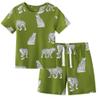 Owlivia Kids Pjs Set, Boys Girls Summer Short-Sleeve Sleepwear, 100% organic cotton Toddler Pajamas(7-8 Years, Green Cheetah) view 1