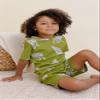 Owlivia Kids Pjs Set, Boys Girls Summer Short-Sleeve Sleepwear, 100% organic cotton Toddler Pajamas(7-8 Years, Green Cheetah) view 3