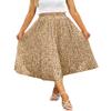High Waist Summer Skirts for Women Trendy Dressy Beach Boho Floral Pleated Midi Skirt Khaki Medium view 1