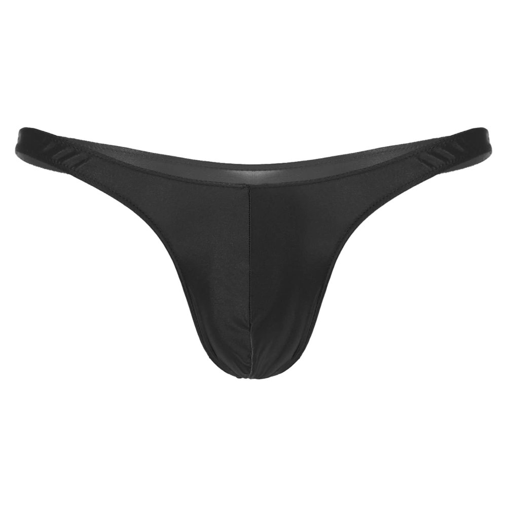 Yihuimin Mens Glossy Low Rise Bulge Pouch Bikini Briefs Enhancing Bikini Underwear Swimwear Black Large