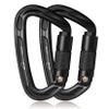 BEIFENG Auto Locking Carabiner 25KN Professional Rock Climbing Carabiner Obtained UIAA Certification Heavy Duty Carabiners Suitable for Rock Climbing, Camping, Rappelling, Rescue(All Black-2PCS) view 1