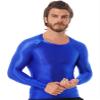 Yihuimin Men's Glossy Long Sleeve T-Shirt Glossy Water Sports Athletic Workout Compression Shirt Blue X-Large view 4