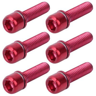 6 Pcs M5x18mm Steel Bikes Stem Bolts with Spacer Steel Bikes Steering Handlebar Parts for Cycling Bikes (Red), Bikes Stem Screw, Bikes Stem Screw, 6 Pcs M5x18mm Steel Bikes StBmx