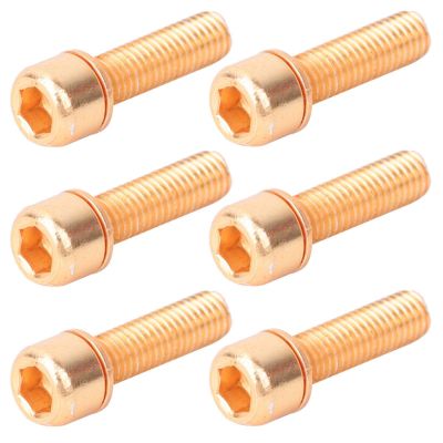 6 Pcs M5x18mm Steel Bikes Stem Bolts with Spacer Steel Bikes Steering Handlebar Parts for Cycling Bikes (Gold), Bikes Stem Screw, Bikes Stem Screw, 6 Pcs M5x18mm Steel Bikes StBm