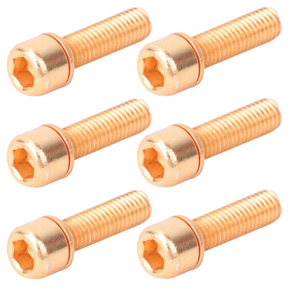 6 Pcs M5x18mm Steel Bikes Stem Bolts with Spacer Steel Bikes Steering Handlebar Parts for Cycling Bikes (Gold), Bikes Stem Screw, Bikes Stem Screw, 6 Pcs M5x18mm Steel Bikes StBm