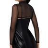 YONGHS Women's See Through Mesh Crop Top Sheer Open Front Shrug Cropped Tops Shirt Bikini Cover Up Black Medium view 4