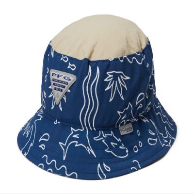 Columbia Youth Unisex PFG Bucket Hat, Carbon Marlin Shores/Ancient Fossil, Large/X-Large
