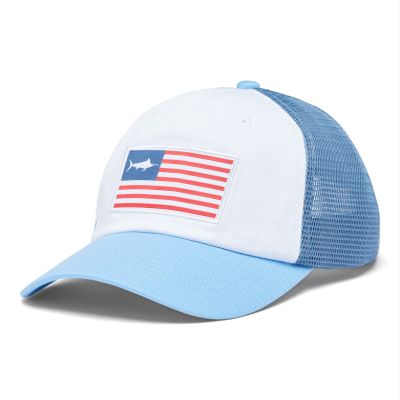 Columbia Unisex PFG Patch Dad Cap, White/Carbon/Fish Star Flag, One Size
