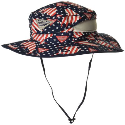 Columbia Unisex PFG Super Backcast Booney, Collegiate Navy PFG Proud Americana, Small/Medium