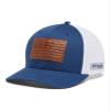 Columbia Unisex PFG Leather Fish Flag Mesh Ball Cap, Carbon/White, L/XL view 1