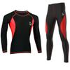 Deckra Mens Compression Tights Under Base Layer Skin Fit Armour Tight Pants + Shirts Set (Black-Red, XX-Large) view 1