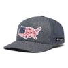 Columbia Unisex PFG Statetriot Mesh Ball Cap, Grill Heather/USA Patch, Small/Medium view 1