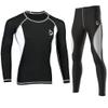 Deckra Mens Compression Tights Under Base Layer Skin Fit Armour Tight Pants + Shirts Set (Black-White, XX-Large) view 1