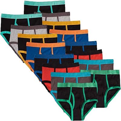 MALLARY BY MATTHEW Boys Kids 100% Cotton Briefs Underwear (16 Pack), Multicolored Elastic, Small