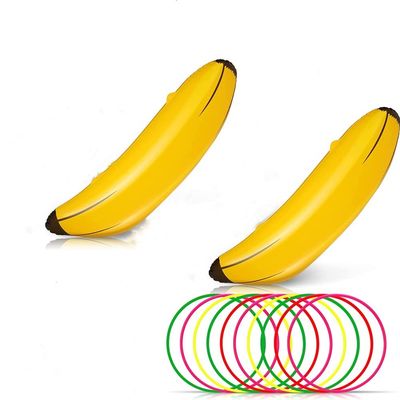 Bachelorette Party Favor Girls Night Out Party Games - Ring Toss Hoopla Games for Bachelorette Party Swimming Pool (Include 2 Pieces Inflatable Banana with 9 Pieces Plastic Toss Rings)