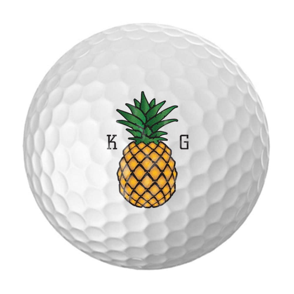 Personalized Golf Balls - Logo Golf Balls - Custom Golf Balls - Monogrammed Golf Balls (12 Balls, Pineapple)