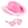 Funcredible White Cowboy Hat and Glasses  Fluffy Cowgirl Hat with Star and Feathers  Cowgirl Costume Accessories for Women view 1