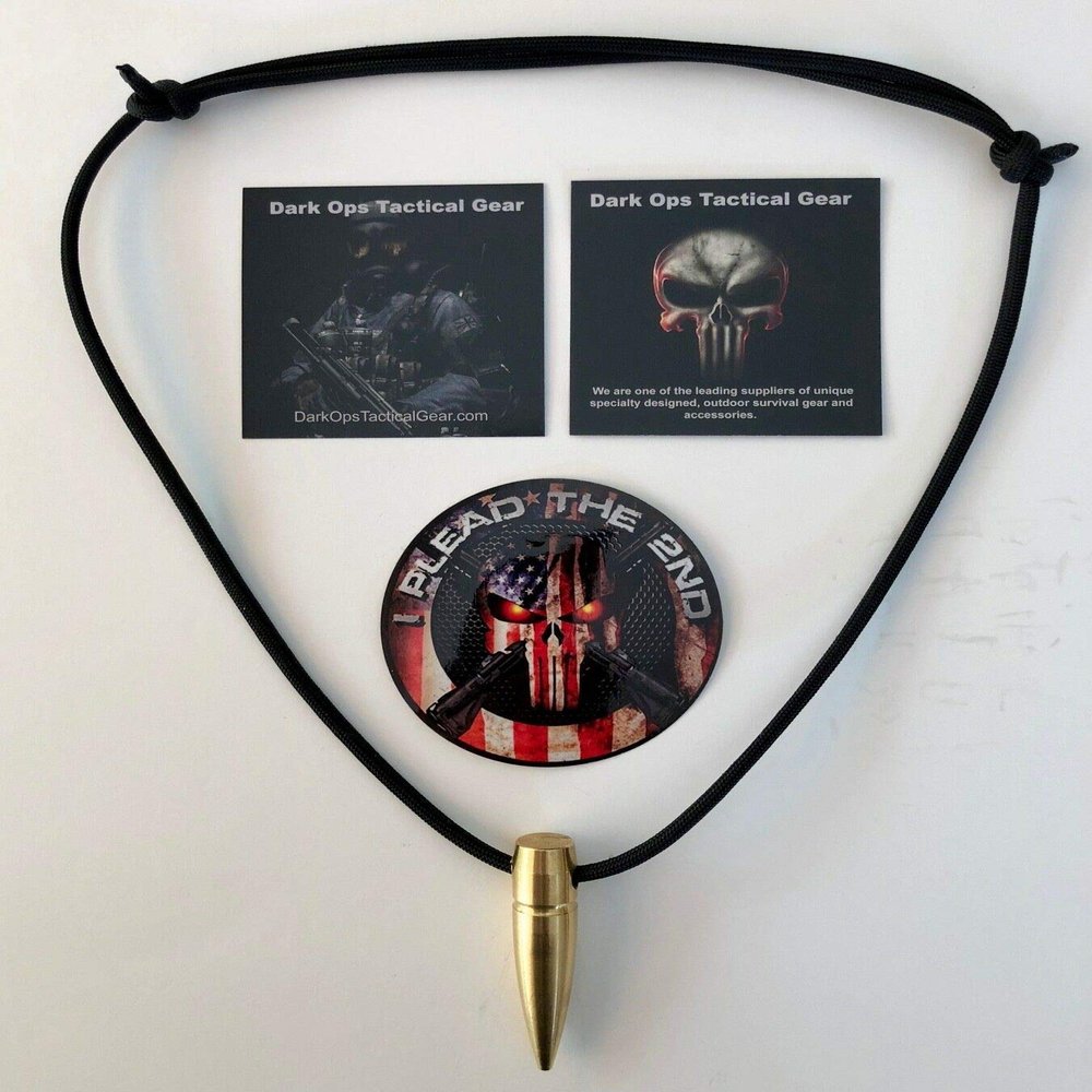 .50 Cal Sniper HOG Tooth Paracord ...Necklace ...+ 1 Decal ...Black