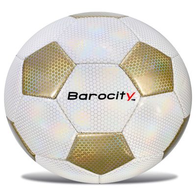Barocity Classic White and Gold Size 3 Soccer Ball - Premium Outdoor and Indoor with Reflective Iridescent Rainbow Hex Pattern, Perfect Practice for Kids, Boys and Girls
