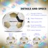 Barocity Classic White and Gold Size 3 Soccer Ball - Premium Outdoor and Indoor with Reflective Iridescent Rainbow Hex Pattern, Perfect Practice for Kids, Boys and Girls view 2