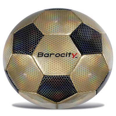 Barocity Classic Black and Gold Size 3 Soccer Ball - Premium Outdoor and Indoor with Reflective Iridescent Rainbow Hex Pattern, Perfect Practice Kids for Boys and Girls