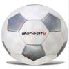 Barocity Classic White and Silver Size 4 Soccer Ball  Premium Boy and Girl Official Match Ball with Reflective Rainbow Hex Pattern, Durable, Indoor and Outdoor Games view 1