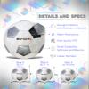 Barocity Classic White and Silver Size 4 Soccer Ball  Premium Boy and Girl Official Match Ball with Reflective Rainbow Hex Pattern, Durable, Indoor and Outdoor Games view 2