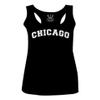 0478. Vintage Graphic City of Chicago Illinois Fonts Women's Tank Top Racerback (Black, Medium) view 1