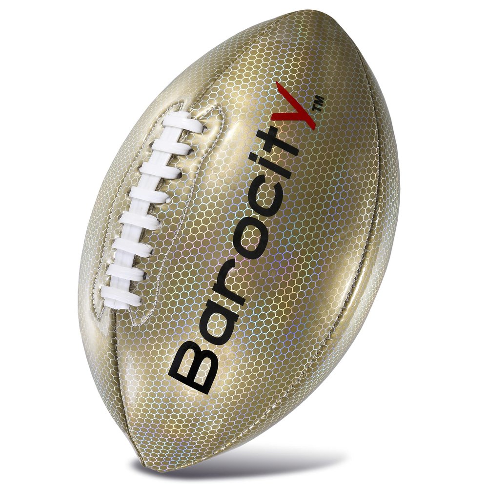 Barocity Football Premium Boy and Girl Official Match Ball with Reflective Iridescent Rainbow Hex Pattern, Durable, Indoor, Outdoor, Training Practice Game Playtime Size 6 Gold