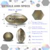 Barocity Football Premium Boy and Girl Official Match Ball with Reflective Iridescent Rainbow Hex Pattern, Durable, Indoor, Outdoor, Training Practice Game Playtime  Size 6 Gold view 2