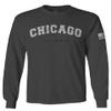 0478. Vintage Graphic City of Chicago Illinois Fonts Men's Long Sleeve t Shirt (Characol, Small) Charcoal view 1