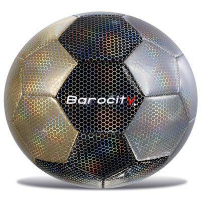 Barocity Modern Pattern Soccer Ball - Indoor, Outdoor Soccer Balls with Reflective Iridescent Rainbow Hex Pattern, Kids Soccer Ball for Training, Practice, Playtime - Size 4 - Mix Silver, Black, Gold
