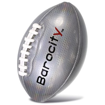 Barocity Football Premium Boy and Girl Official Match Ball with Reflective Rainbow Iridescent Hex Pattern, Durable, Indoor, Outdoor, Training Practice Game Playtime Size 6 Silver
