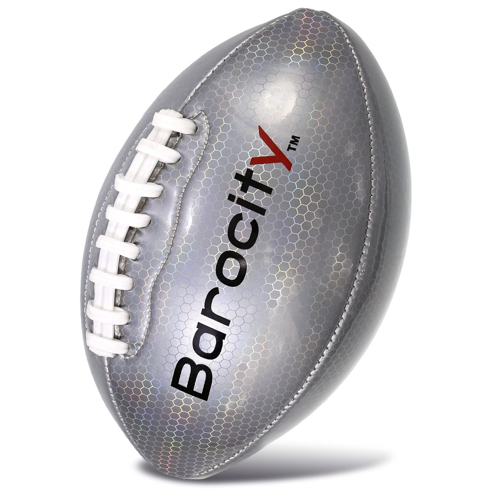 Barocity Football Premium Boy and Girl Official Match Ball with Reflective Rainbow Iridescent Hex Pattern, Durable, Indoor, Outdoor, Training Practice Game Playtime Size 6 Silver