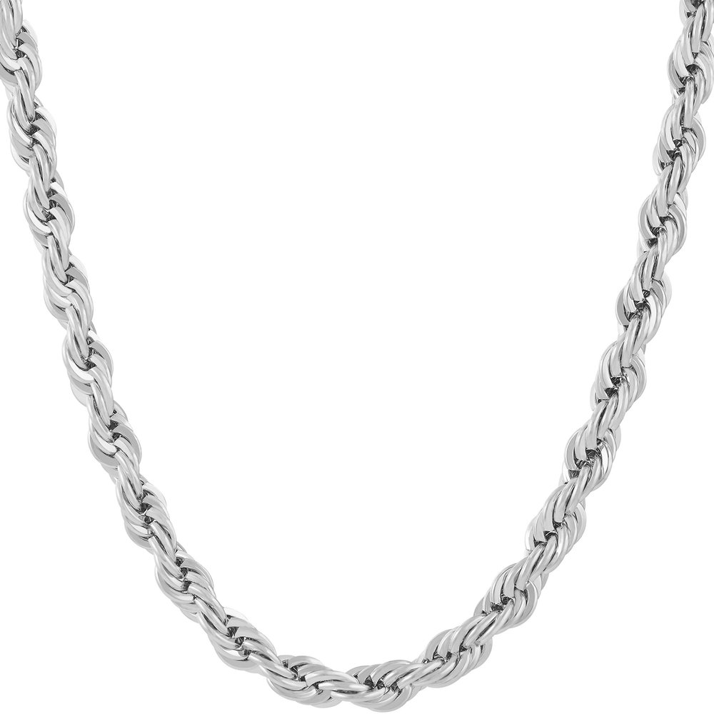 LIFETIME JEWELRY 6mm Rope Chain Necklace for Women and Men 24k Real Gold Plated (20 inches, 5 - Stainless Steel)