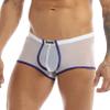 renvena Mens See Through Mesh Sports Bulge Pouch Boxer Briefs Shorts Athletic Swim Trunks Gym Clubwear White Large view 2
