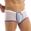 renvena Mens See Through Mesh Sports Bulge Pouch Boxer Briefs Shorts Athletic Swim Trunks Gym Clubwear White Large view 3