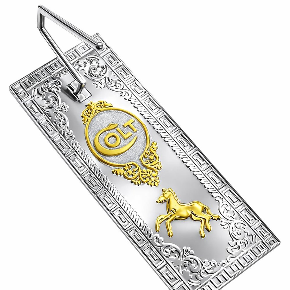 Grips America Luxury Display Gun Stand Rampant colt 1911 Metal stand Nickel Gold Plated