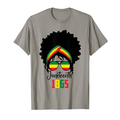 Messy Bun Juneteenth Celebrate 1865 June 19th Black Afro T-Shirt