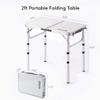 Small Folding Table 2 Foot, Portable Camping Table with Mesh Holders,Lightweight Aluminum Adjustable Height, with Carry Handle for Camping Picnic Indoor Outdoor, White 24 x 16 inch (3 Heights view 3
