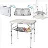 Small Folding Table 2 Foot, Portable Camping Table with Mesh Holders,Lightweight Aluminum Adjustable Height, with Carry Handle for Camping Picnic Indoor Outdoor, White 24 x 16 inch (3 Heights view 4