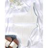 Muteiki Women Two Piece Bikini Swimsuits High Waist Solid One Shoulder Textured Swimwear Women Swimsuit Women Bathing Suits Set s/White/Large view 3