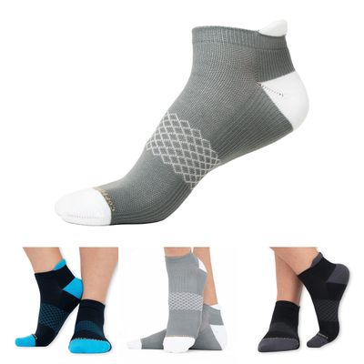 Copper Compression Socks for Women & Men | Powerknit Compression Socks For Running, Cycling & Pain Relief | 15-20 mmHg Plantar Fasciitis Socks with Padded Arch Support - 3 Pairs