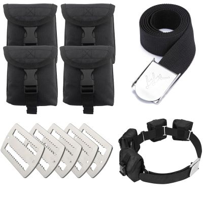 Scuba weight belt with 4 pockets, quick release buckle diving pocket weight belt with 5pcs weight keepers,weight pouch belt fit for waist 32" to 52"