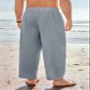 Gafeng Mens Linen Yoga Pants Elastic Waist Drawstring Summer Beach Loose Fit Casual Tapered Trousers Gray view 3