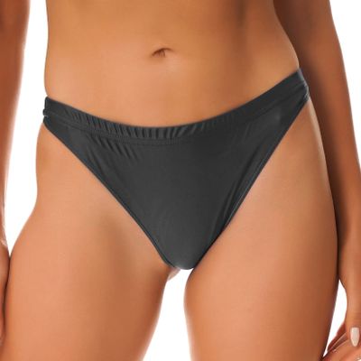 Lejafay Women's High Cut Bikini Panties Stretch Nylon Underwear Half Back Coverage Panties Beachwear Black X-Large