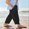 Gafeng Mens Linen Yoga Pants Elastic Waist Drawstring Summer Beach Loose Fit Casual Tapered Trousers Black view 2