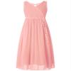 Duoremi Kids Girls Elegant Beaded Party Dress Ruched V Neck Evening Gown Chiffon Bridesmaid Dresses Pink 12 Years view 1